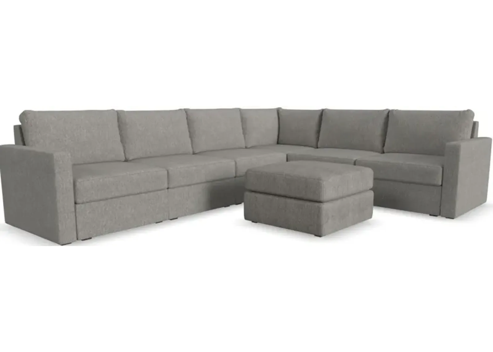 Flex by Flexsteel® 7-Piece Pebble Sectional with Ottoman