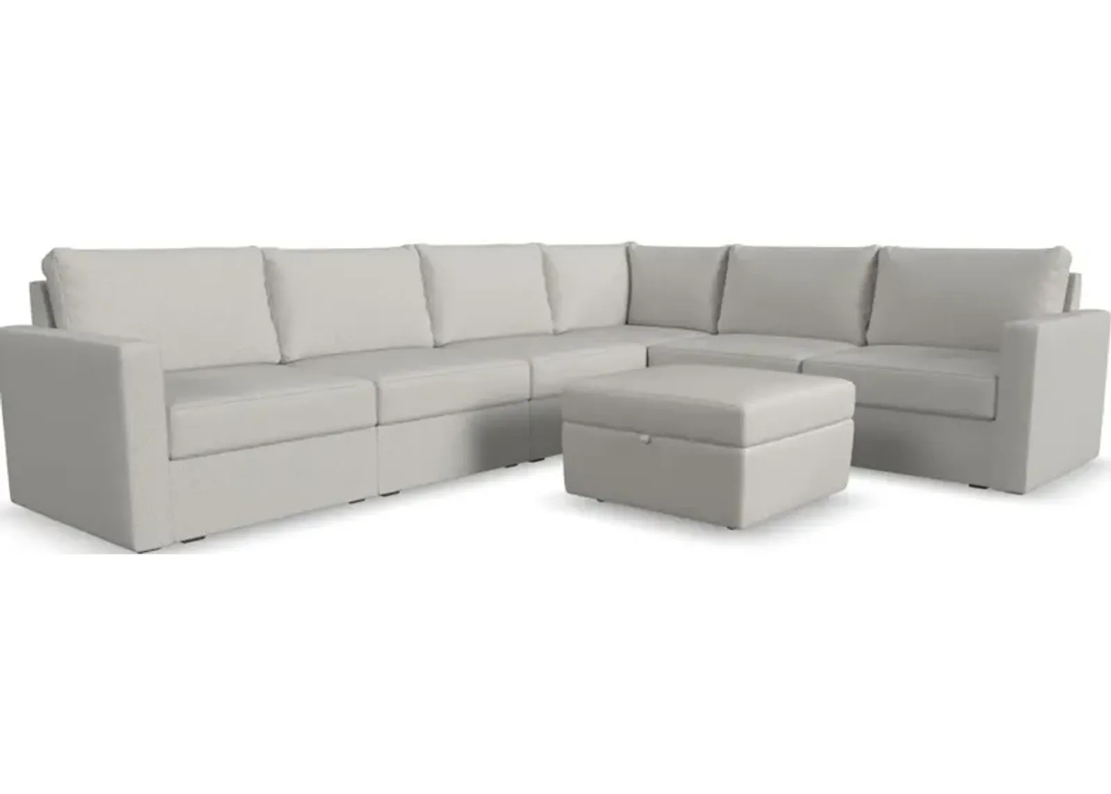 Flex by Flexsteel® 7-Piece Frost Sectional with Storage Ottoman