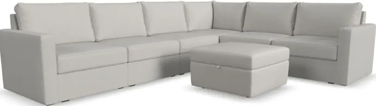 Flex by Flexsteel® 7-Piece Frost Sectional with Storage Ottoman