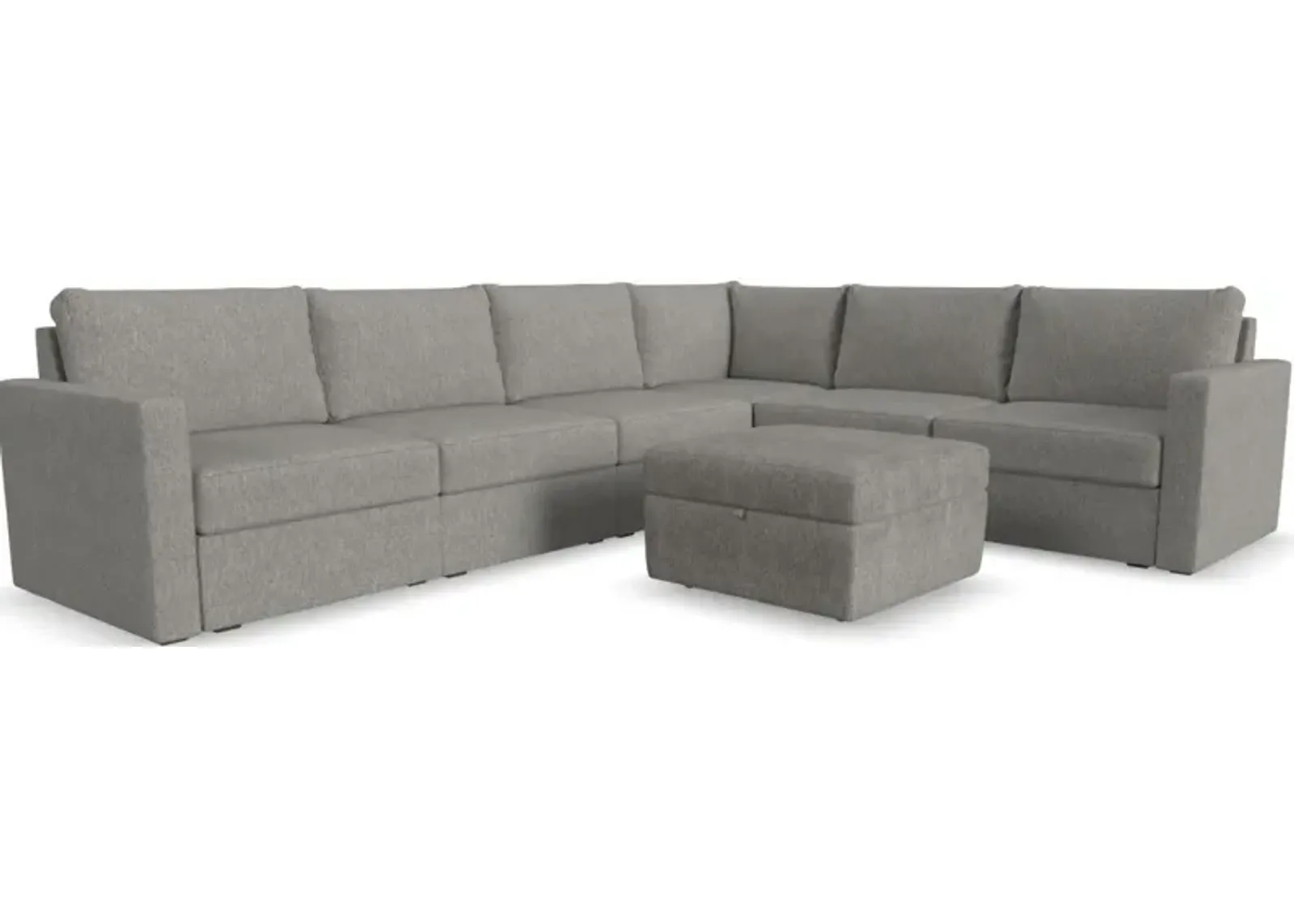 Flex by Flexsteel® 7-Piece Pebble Sectional with Storage Ottoman