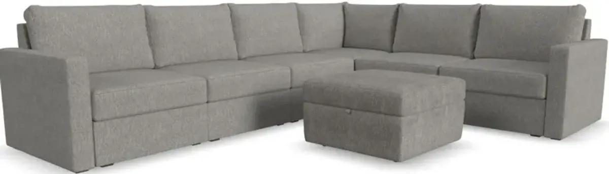 Flex by Flexsteel® 7-Piece Pebble Sectional with Storage Ottoman