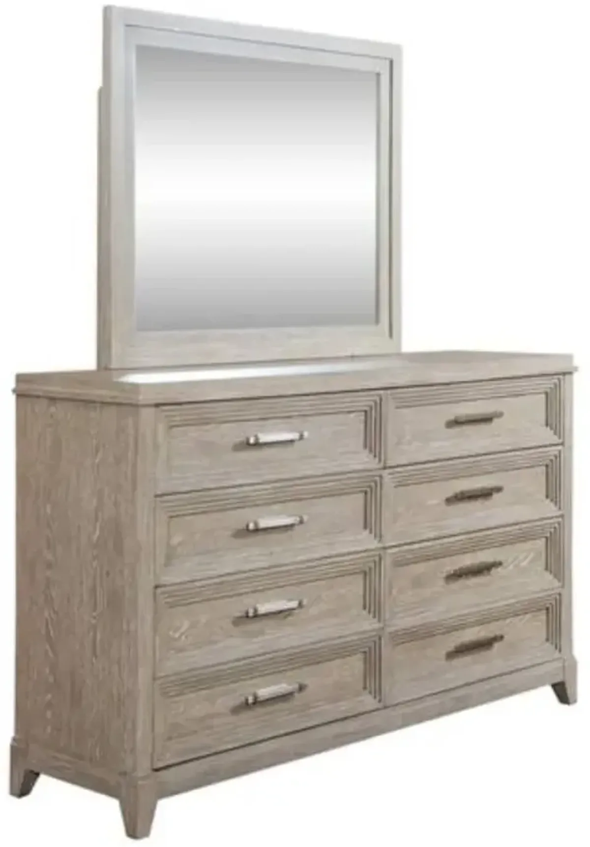 Liberty Furniture Belmar Washed Taupe/Silver Champagne Dresser and Mirror