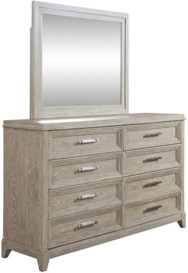Liberty Furniture Belmar Silver Champagne/Washed Taupe Dresser and Mirror