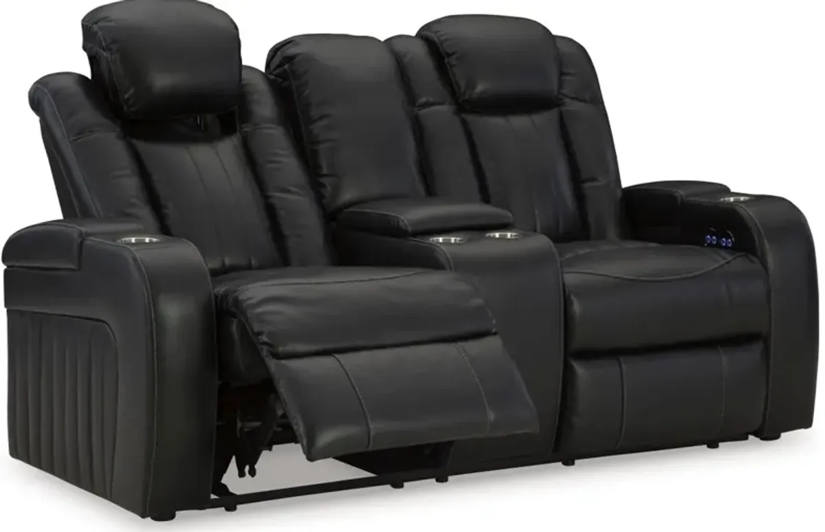 Signature Design by Ashley® Caveman Den Midnight Power Reclining Loveseat with Console