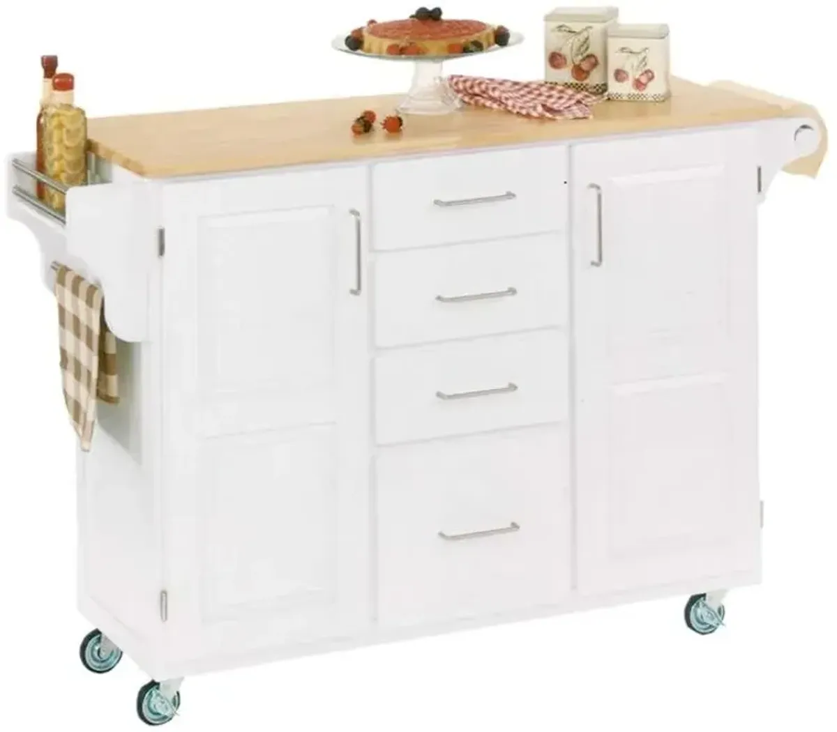 homestyles® Create-a-Cart Natural Wood/White Kitchen Cart