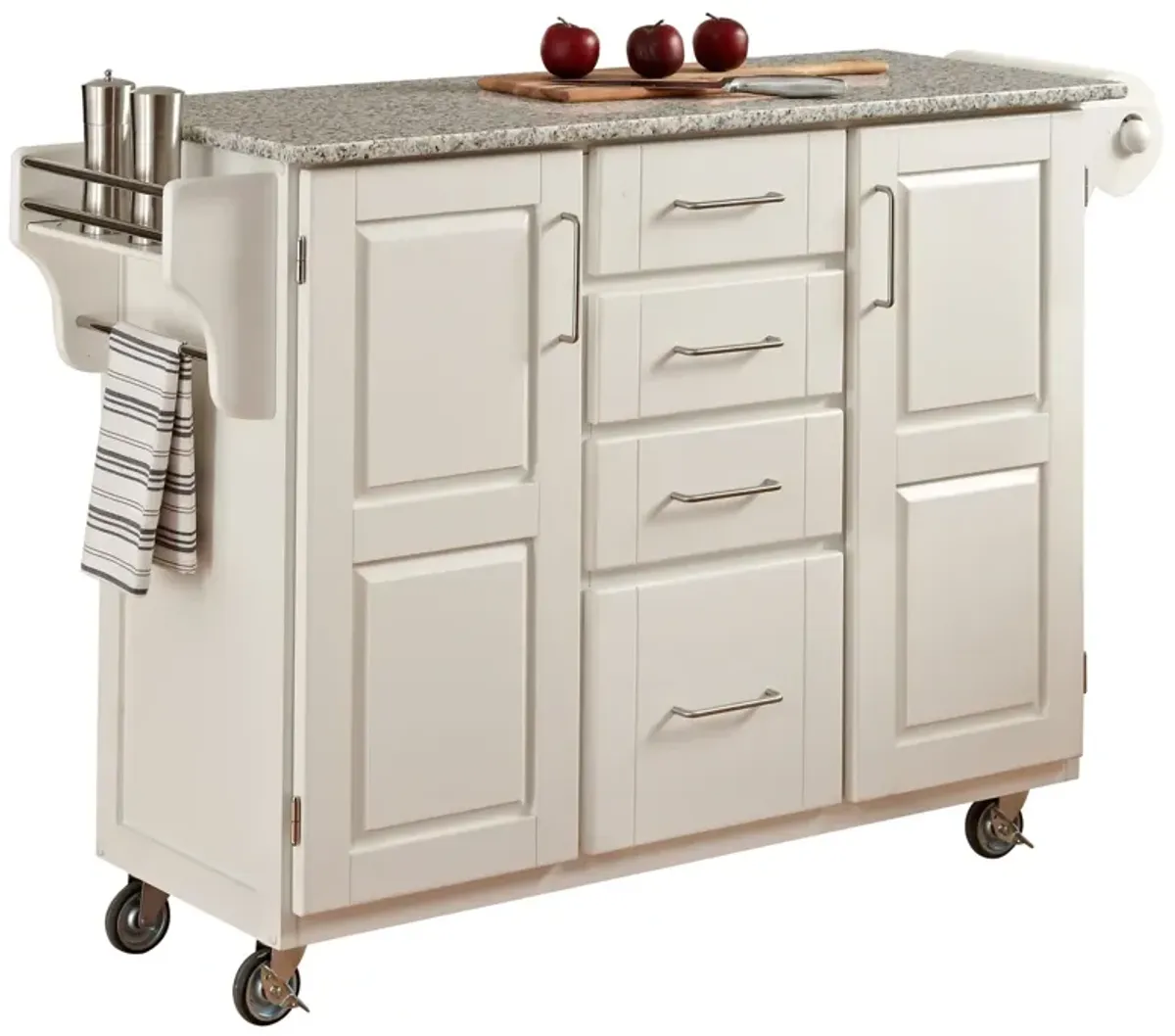 homestyles® Create-a-Cart Salt-and-Pepper Granite/White Kitchen Cart