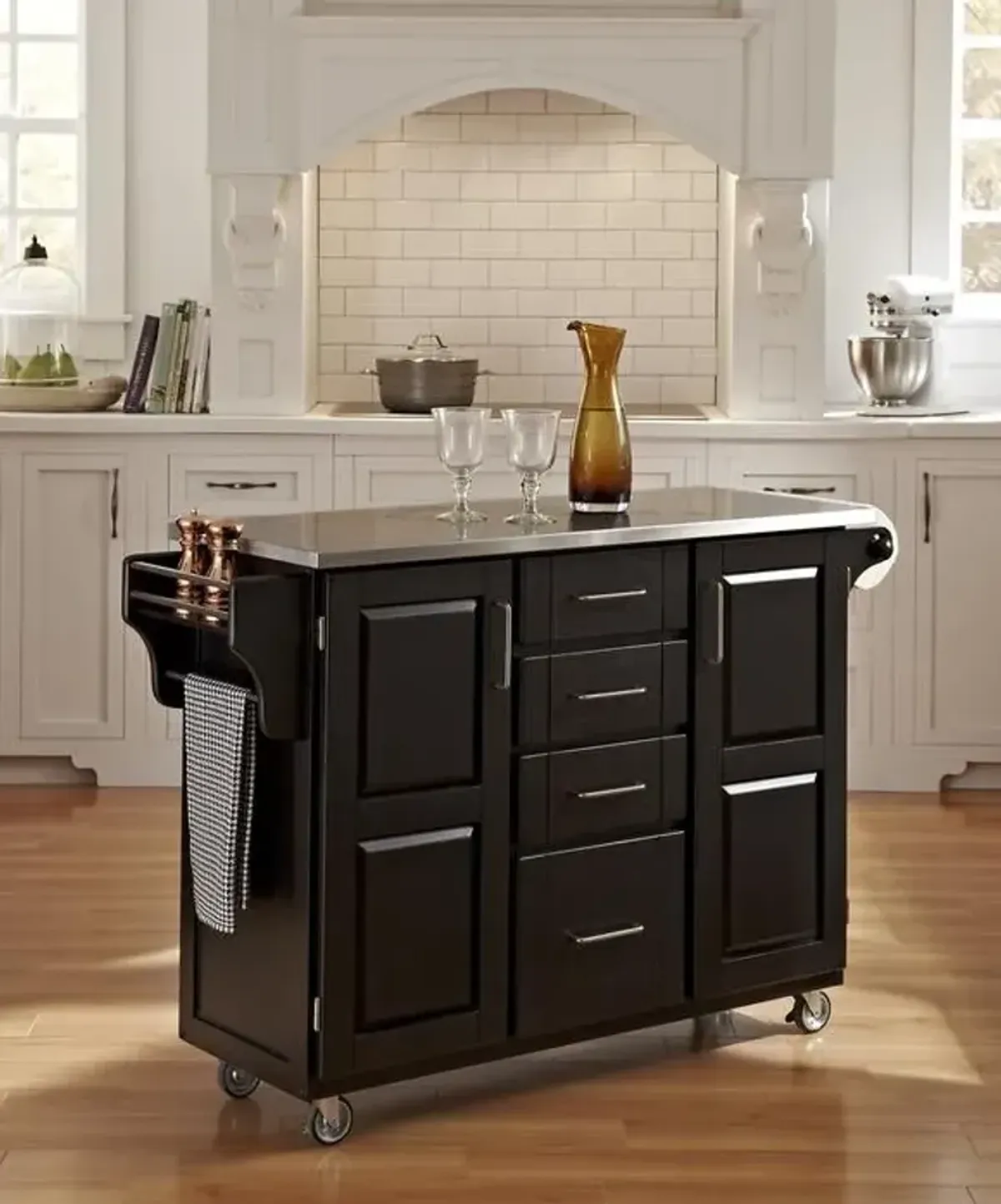 homestyles® Create-a-Cart Black/Stainless Steel Kitchen Cart