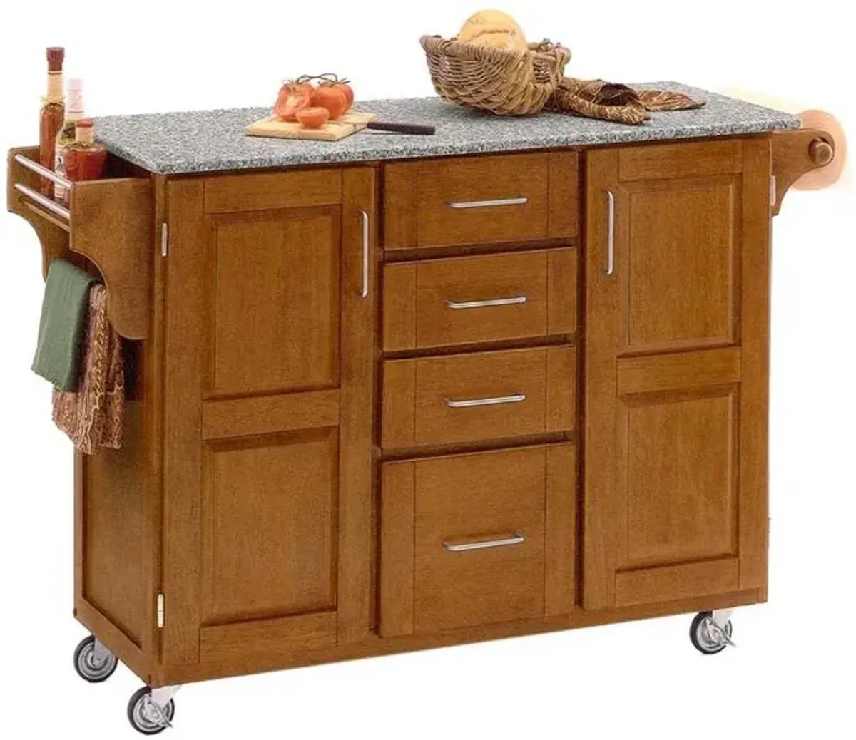 homestyles® Create-a-Cart Medium Oak/Salt-and-Pepper Granite Kitchen Cart