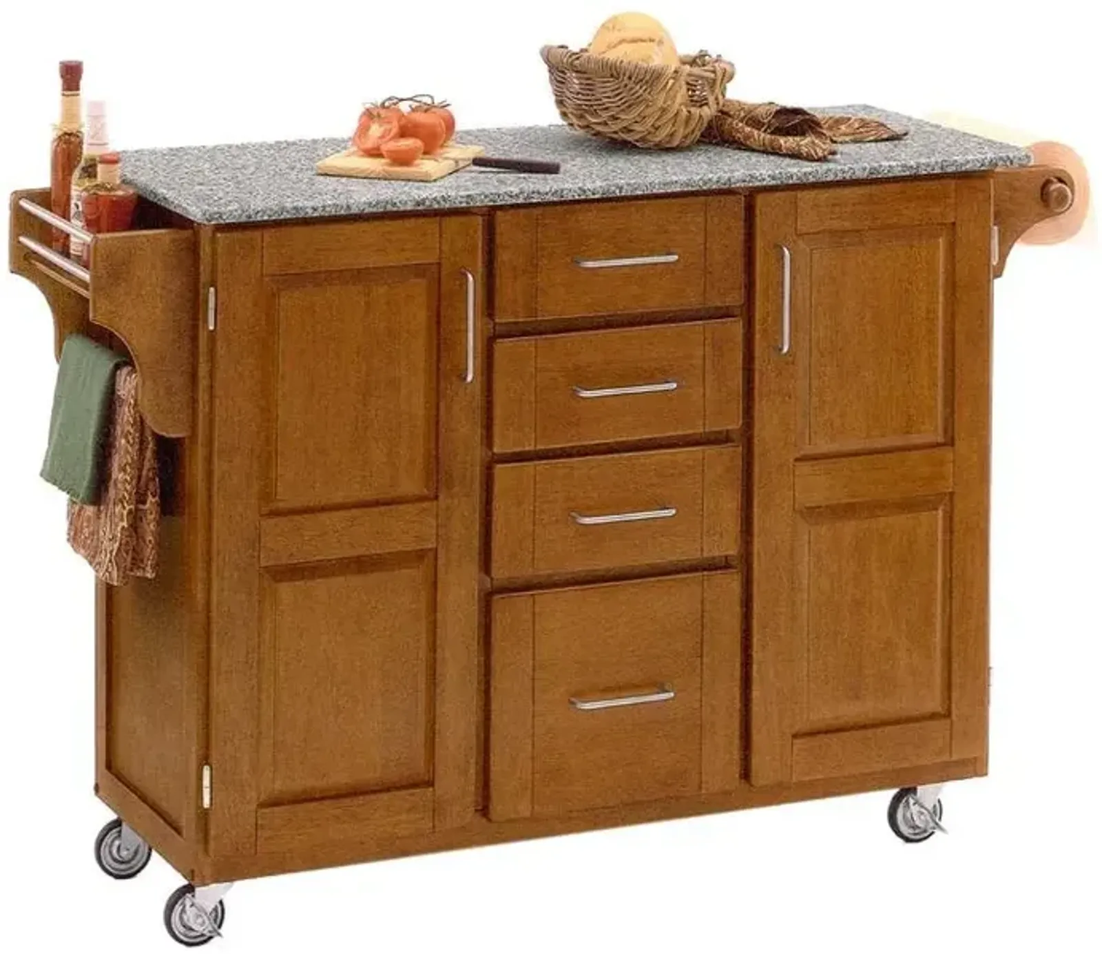 homestyles® Create-a-Cart Medium Oak/Salt-and-Pepper Granite Kitchen Cart