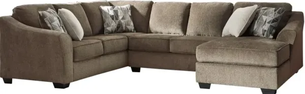 Benchcraft® Graftin 3-Piece Teak Left-Arm Facing Sectional with Chaise