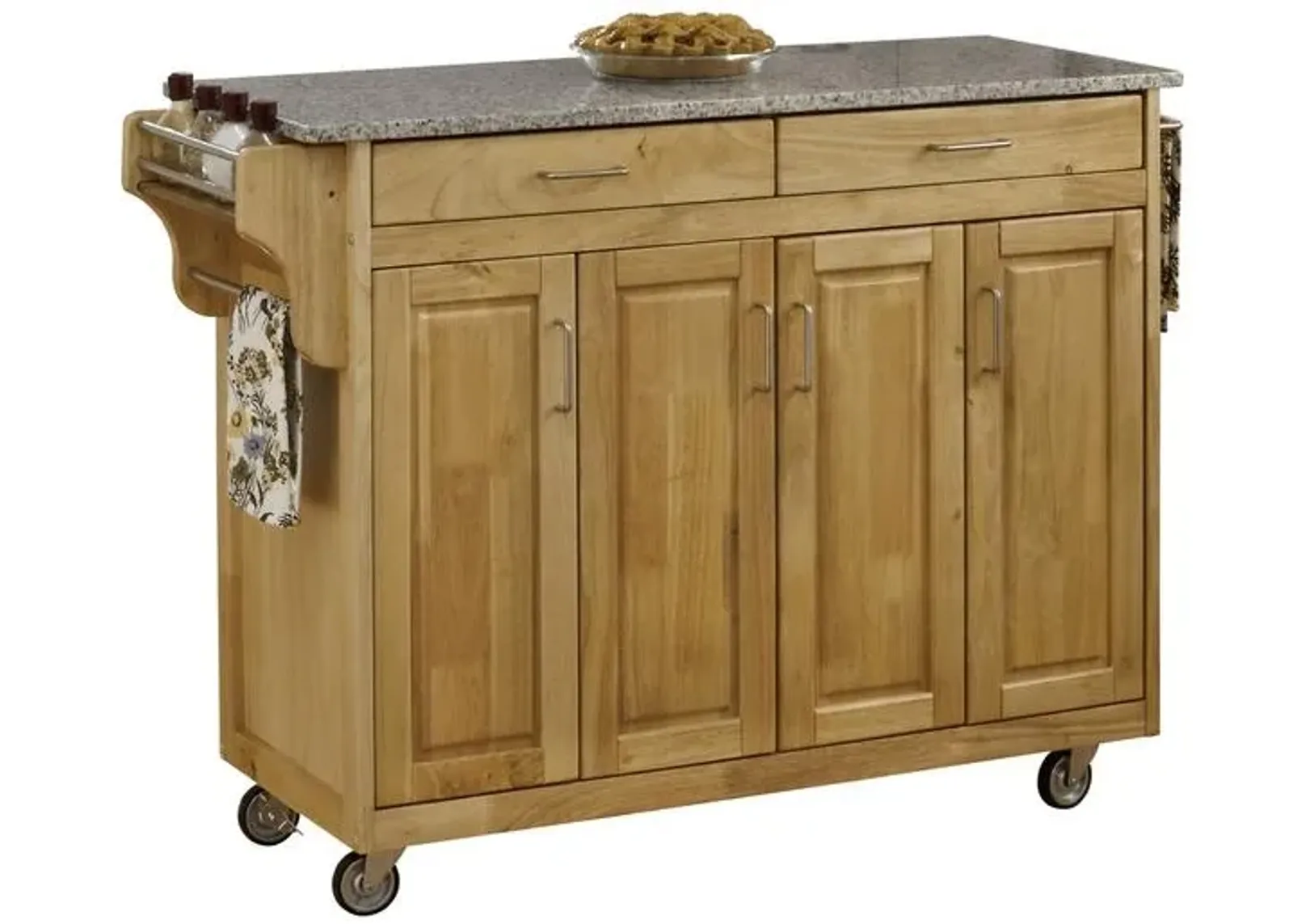 homestyles® Create-a-Cart Natural Wood/Salt-and-Pepper Granite Kitchen Cart