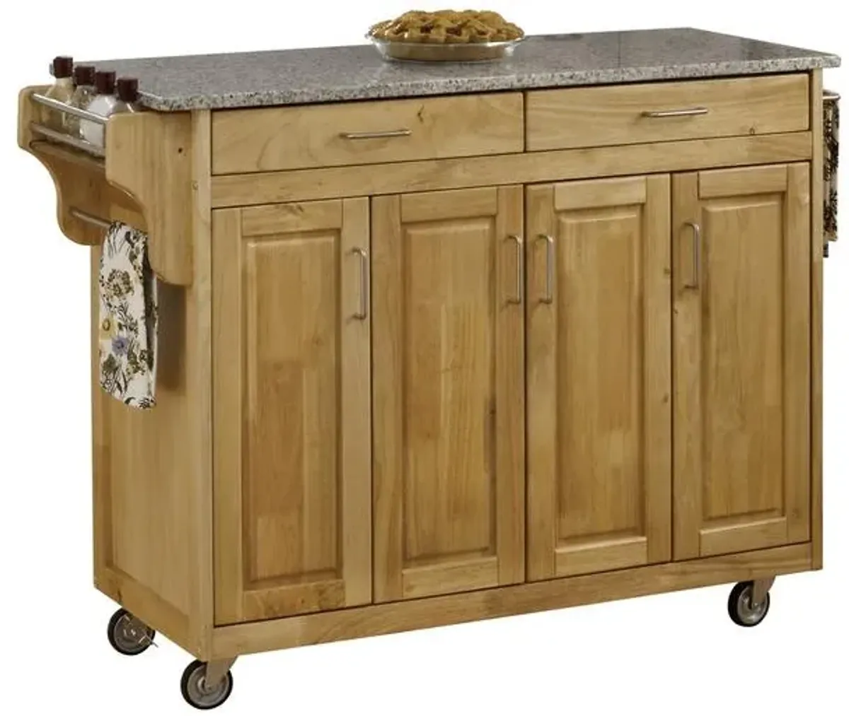 homestyles® Create-a-Cart Natural Wood/Salt-and-Pepper Granite Kitchen Cart