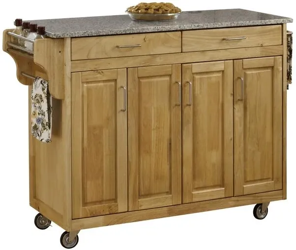 homestyles® Create-a-Cart Natural Wood/Salt-and-Pepper Granite Kitchen Cart