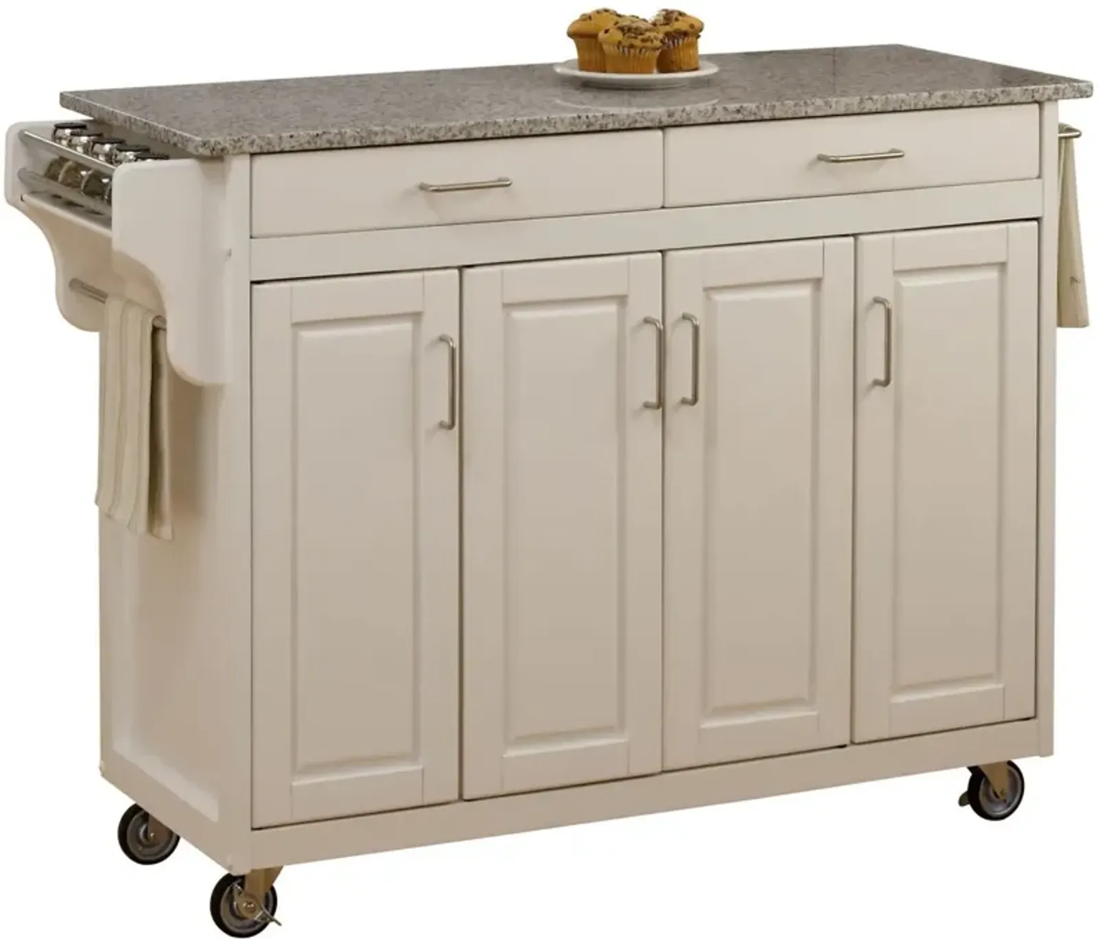 homestyles® Create-a-Cart Salt-and-Pepper Granite/White Kitchen Cart