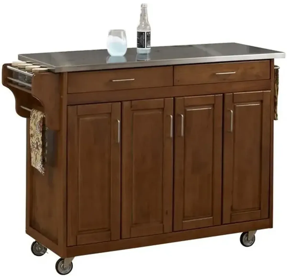 homestyles® Create-a-Cart Cottage Oak/Stainless Steel Kitchen Cart