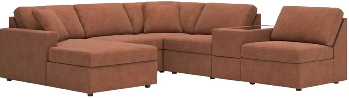 Signature Design by Ashley® Modmax 6-Piece Spice Left-Arm Facing Chaise Sectional with Storage Consoles