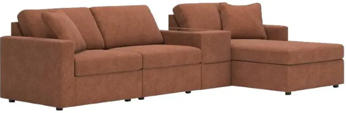 Signature Design by Ashley® Modmax 4-Piece Spice Right-Arm Facing Chaise Sectional with Storage Console