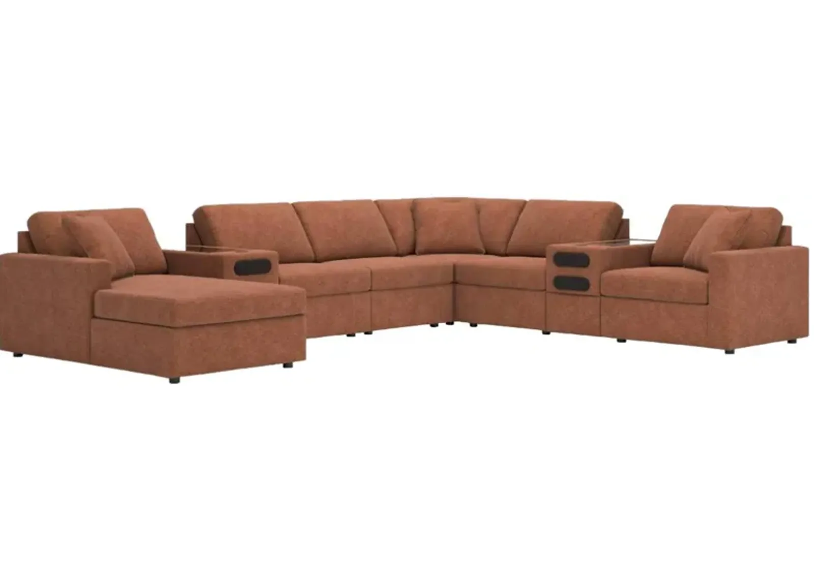 Signature Design by Ashley® Modmax 8-Piece Spice Left-Arm Facing Chaise Sectional with Audio Consoles