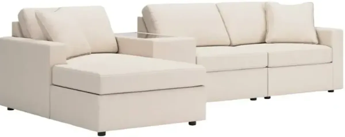 Signature Design by Ashley® Modmax 4-Piece Oyster Left Arm Facing Chaise Sectional with Storage Console