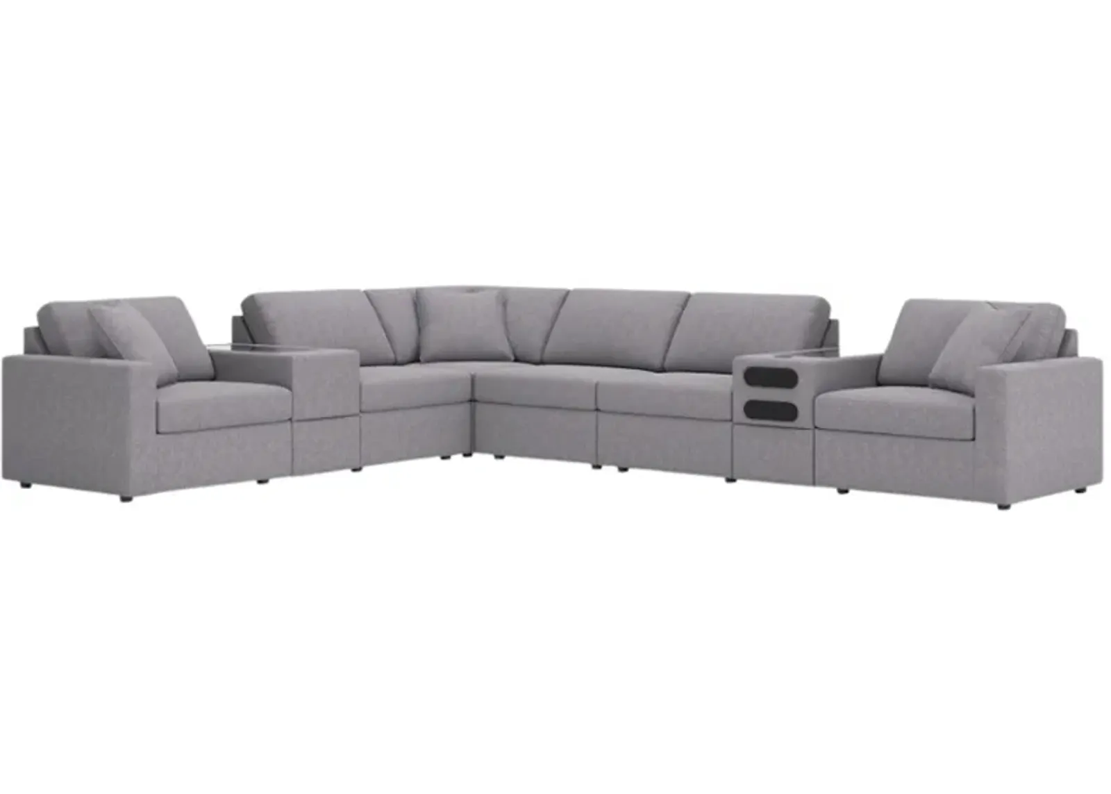 Signature Design by Ashley® Modmax 8-Piece Granite Sectional with Audio and Storage Console