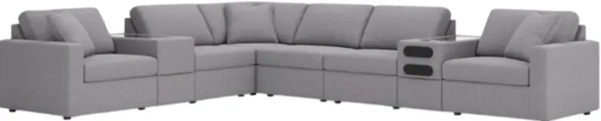 Signature Design by Ashley® Modmax 8-Piece Granite L-Shape Sectional with Audio and Storage Console