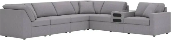 Signature Design by Ashley® Modmax 7-Piece Granite L-Shape Sectional with Audio Console