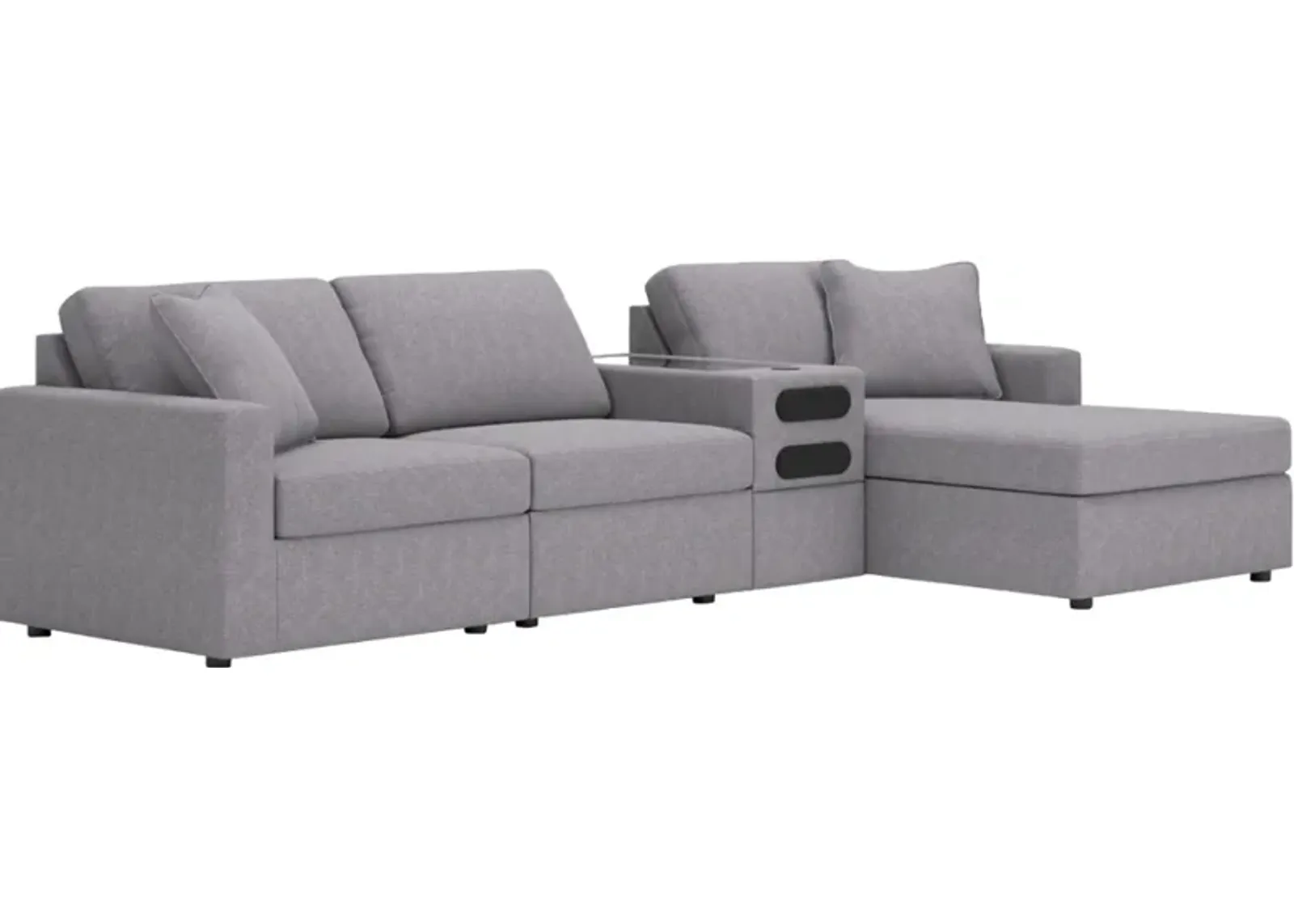 Signature Design by Ashley® Modmax 4-Piece Granite Sectional with Chaise and Audio Console