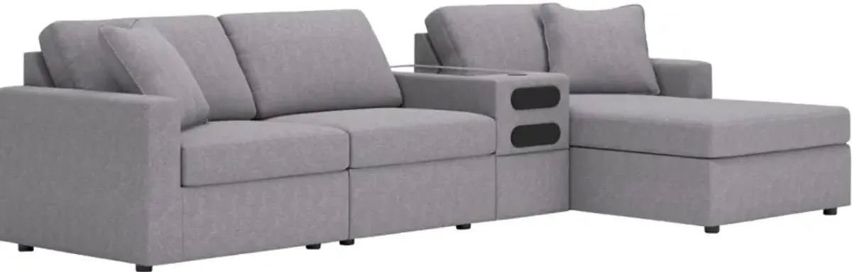 Signature Design by Ashley® Modmax 4-Piece Granite Sectional with Chaise and Audio Console