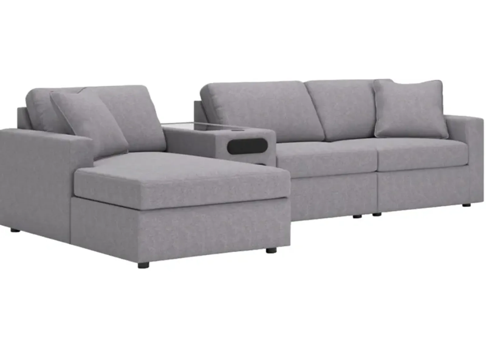 Signature Design by Ashley® Modmax 4-Piece Granite Left-Arm Facing Sectional with Chaise and Audio Console