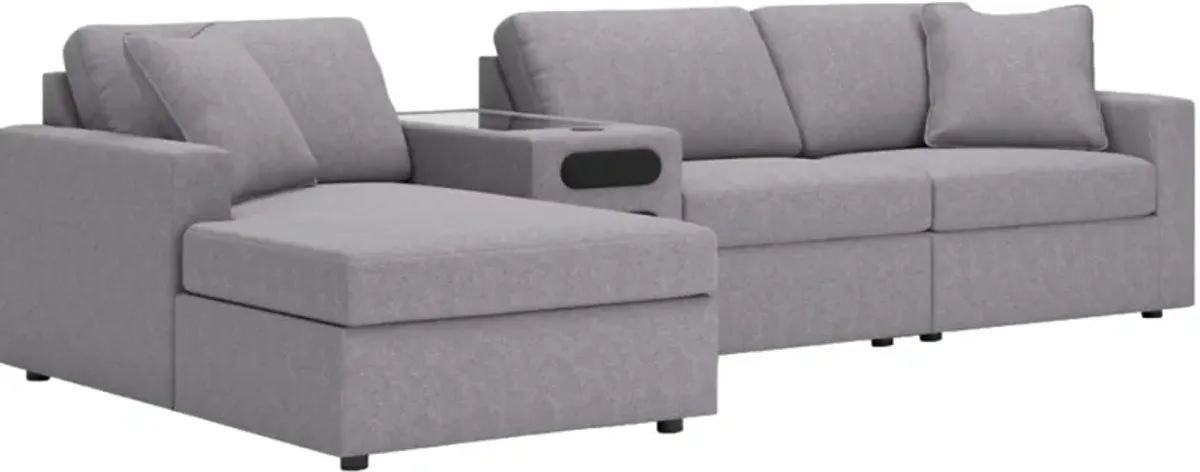 Signature Design by Ashley® Modmax 4-Piece Granite Left-Arm Facing Sectional with Chaise and Audio Console