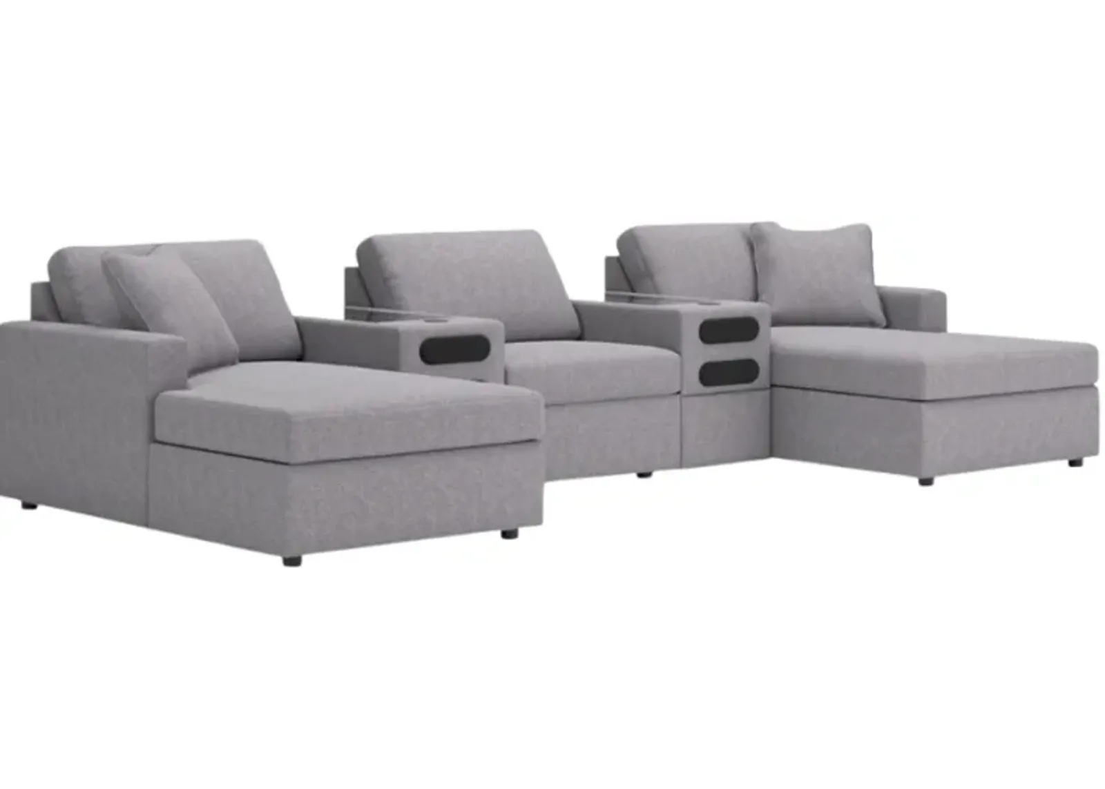 Signature Design by Ashley® Modmax 5-Piece Granite Chaise Sectional with Audio Consoles