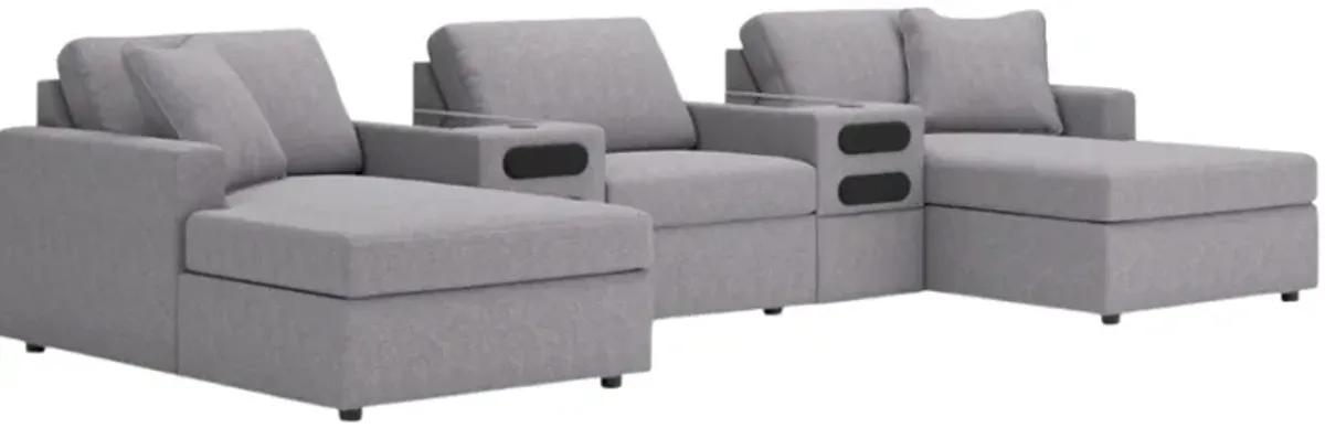 Signature Design by Ashley® Modmax 5-Piece Granite Chaise Sectional with Audio Consoles