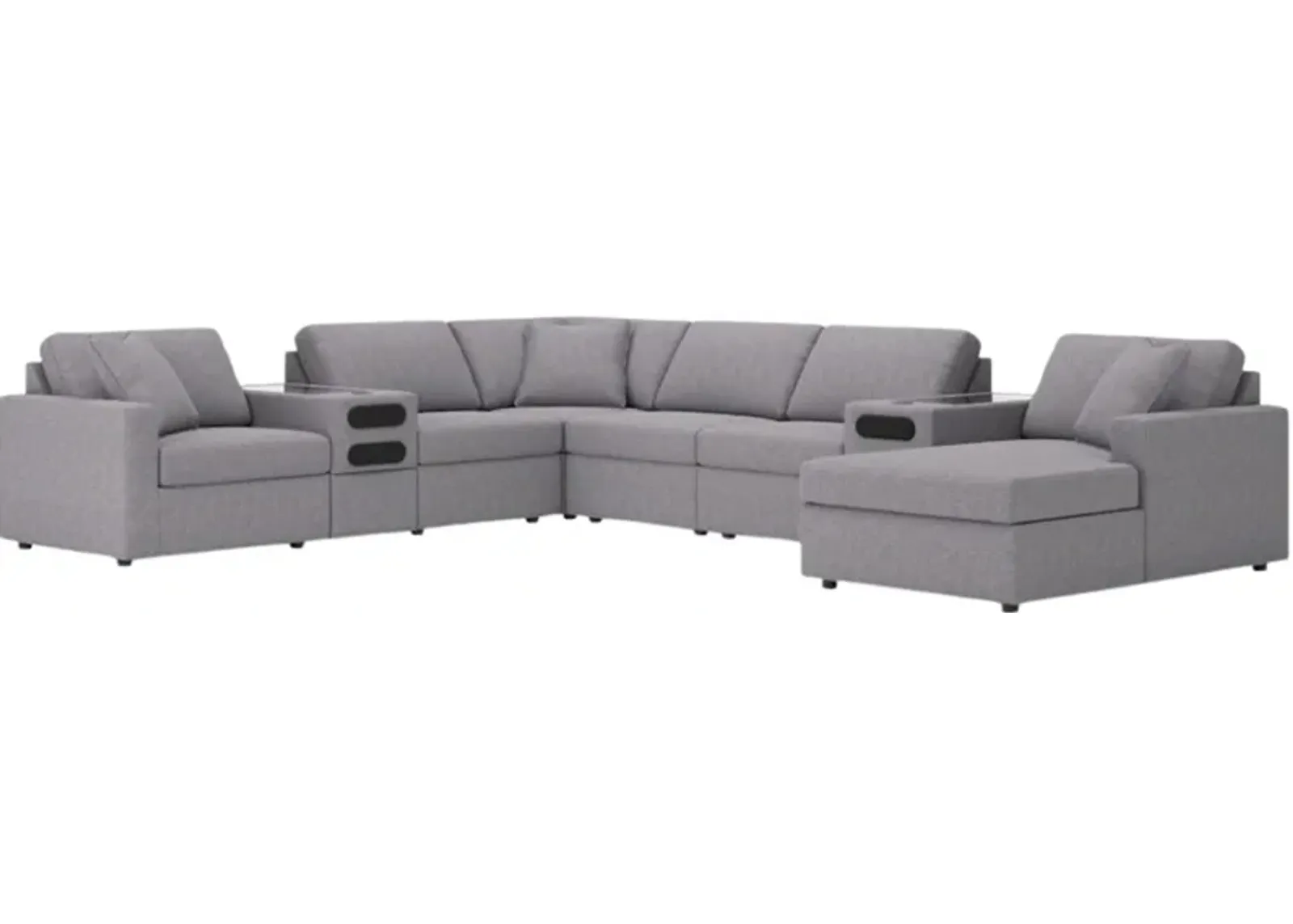 Signature Design by Ashley® Modmax 8-Piece Granite Sectional with Right Arm Facing Chaise and Audio System