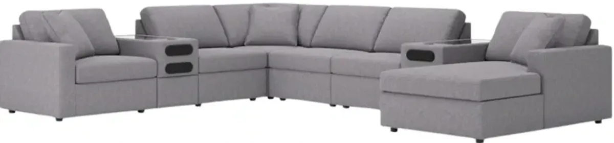 Signature Design by Ashley® Modmax 8-Piece Granite Sectional with Right Arm Facing Chaise and Audio System