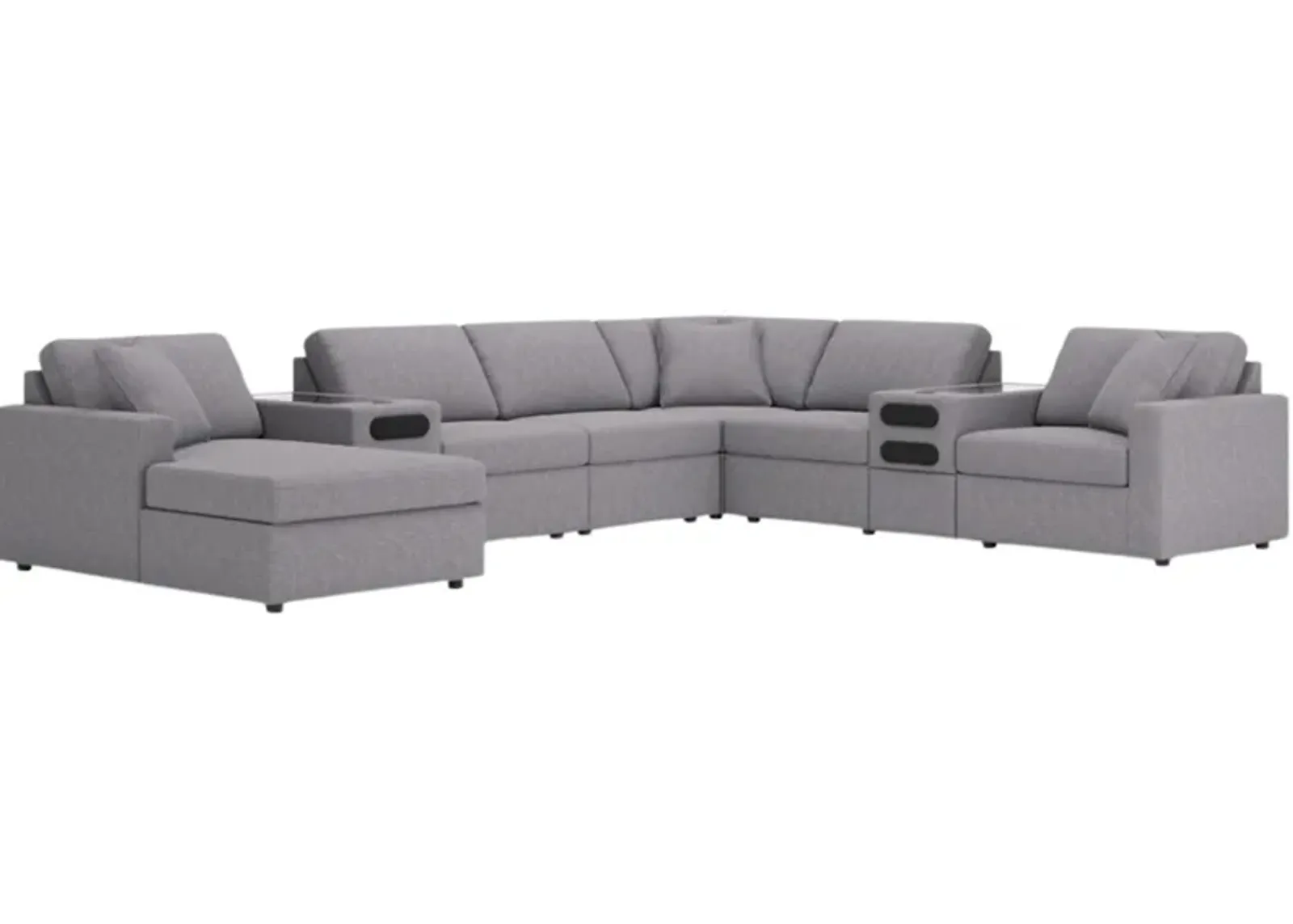 Signature Design by Ashley® Modmax 8-Piece Granite Sectional with Left Arm Facing Chaise and Audio System