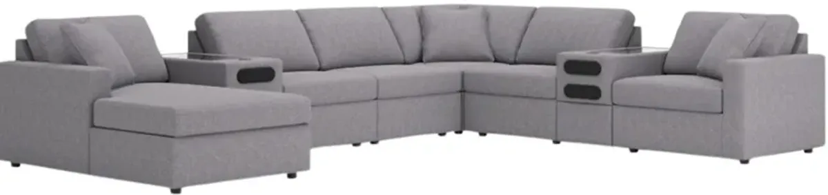 Signature Design by Ashley® Modmax 8-Piece Granite Sectional with Left Arm Facing Chaise and Audio System