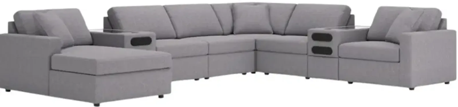 Signature Design by Ashley® Modmax 8-Piece Granite Sectional with Left Arm Facing Chaise and Audio System