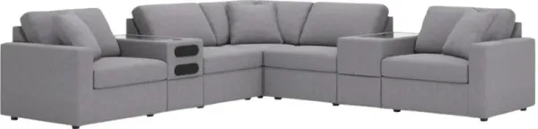 Signature Design by Ashley® Modmax 7-Piece Granite Balanced Sectional with Audio and Storage Consoles