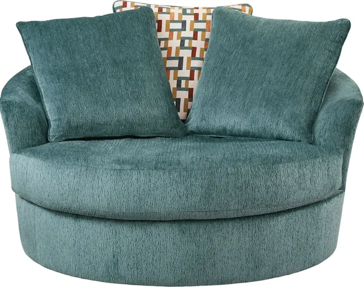 Ashley® Laylabrook Teal Oversized Swivel Accent Chair