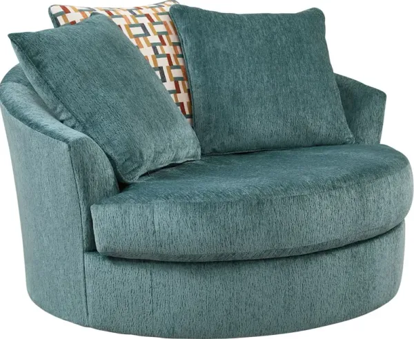 Ashley® Laylabrook Teal Oversized Swivel Accent Chair