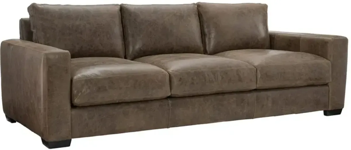 Bernhardt Dawkins Walnut Leather Sofa