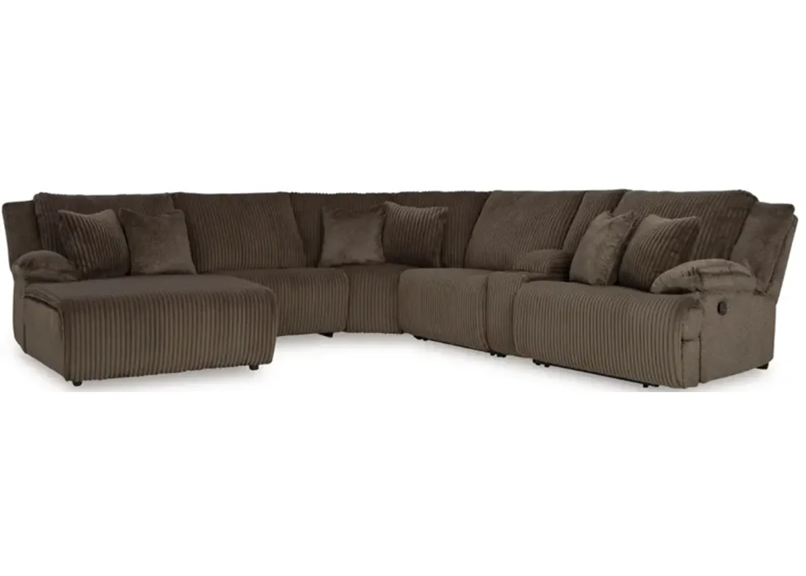 Signature Design by Ashley® Top Tier 6-Piece Chocolate Reclining Sectional with Left Chaise