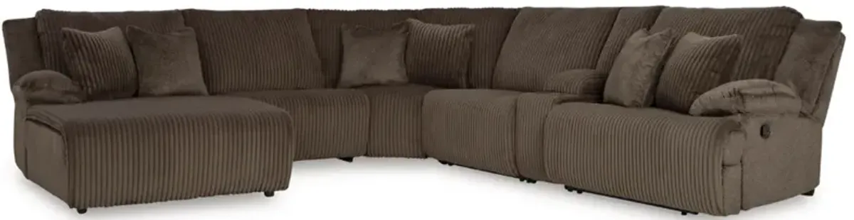 Signature Design by Ashley® Top Tier 6-Piece Chocolate Reclining Sectional with Left Chaise