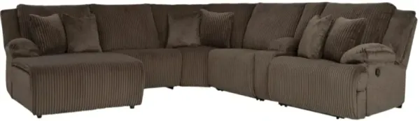 Signature Design by Ashley® Top Tier 6-Piece Chocolate Left-Arm Facing Manual Reclining Sectional and Chaise