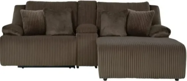 Signature Design by Ashley® Top Tier 3-Piece Chocolate Right-Arm Facing Manual Reclining Sectional Sofa and Chaise