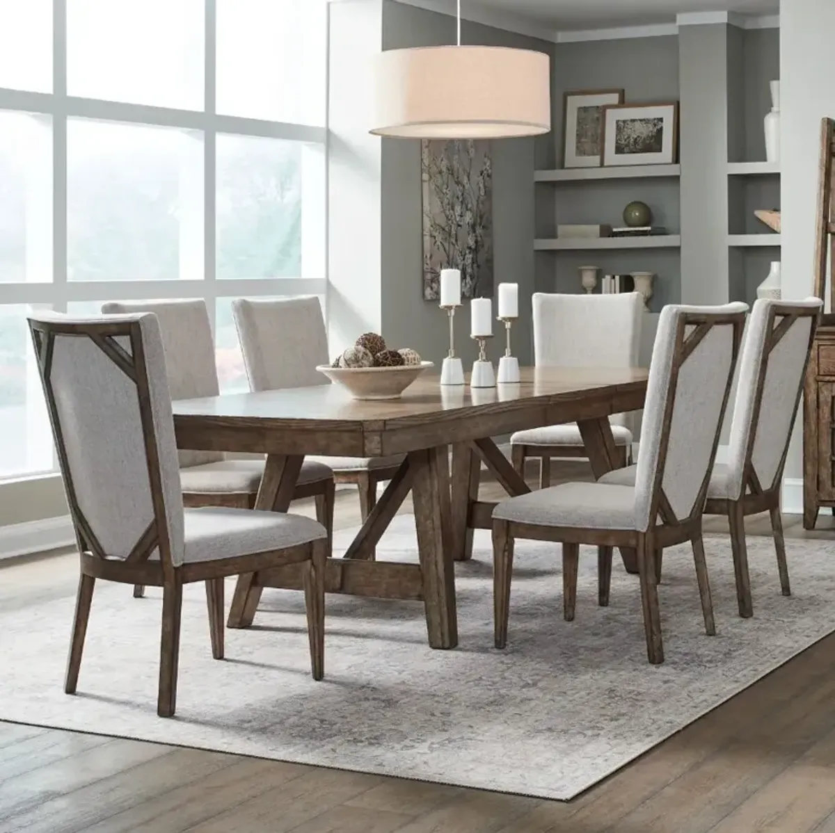 Liberty Furniture Carolina Park 7-Piece Amber Brown Trestle Dining Set