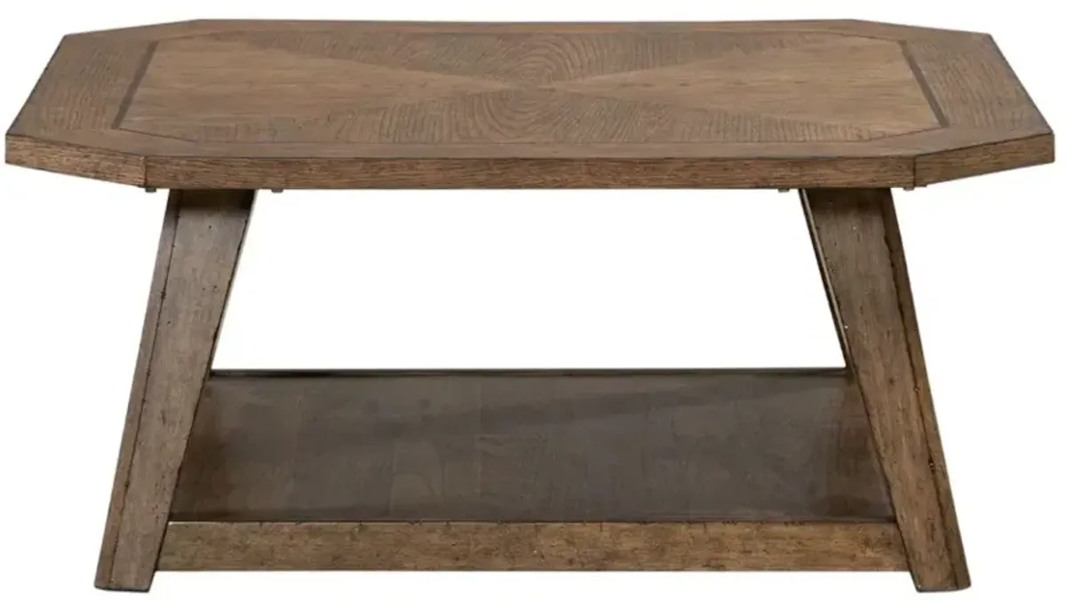 Liberty Furniture Carolina Park Amber Brown Octagonal Cocktail Table