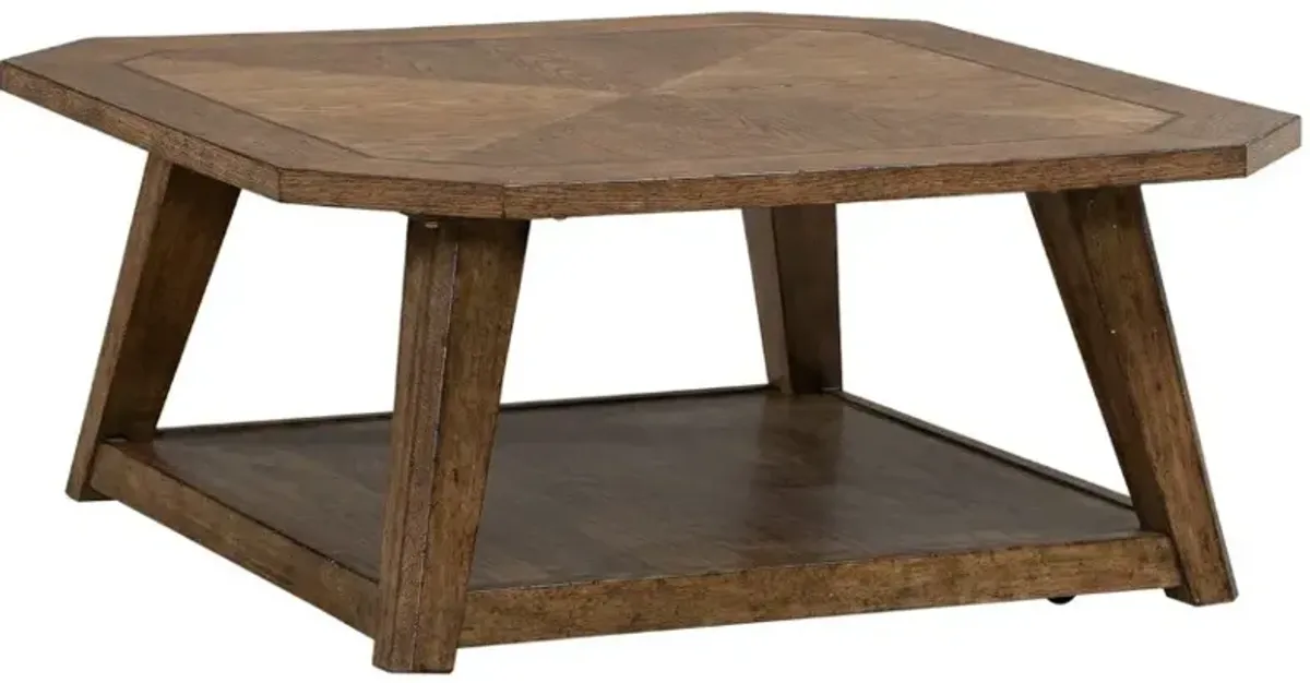 Liberty Furniture Carolina Park Amber Brown Octagonal Cocktail Table