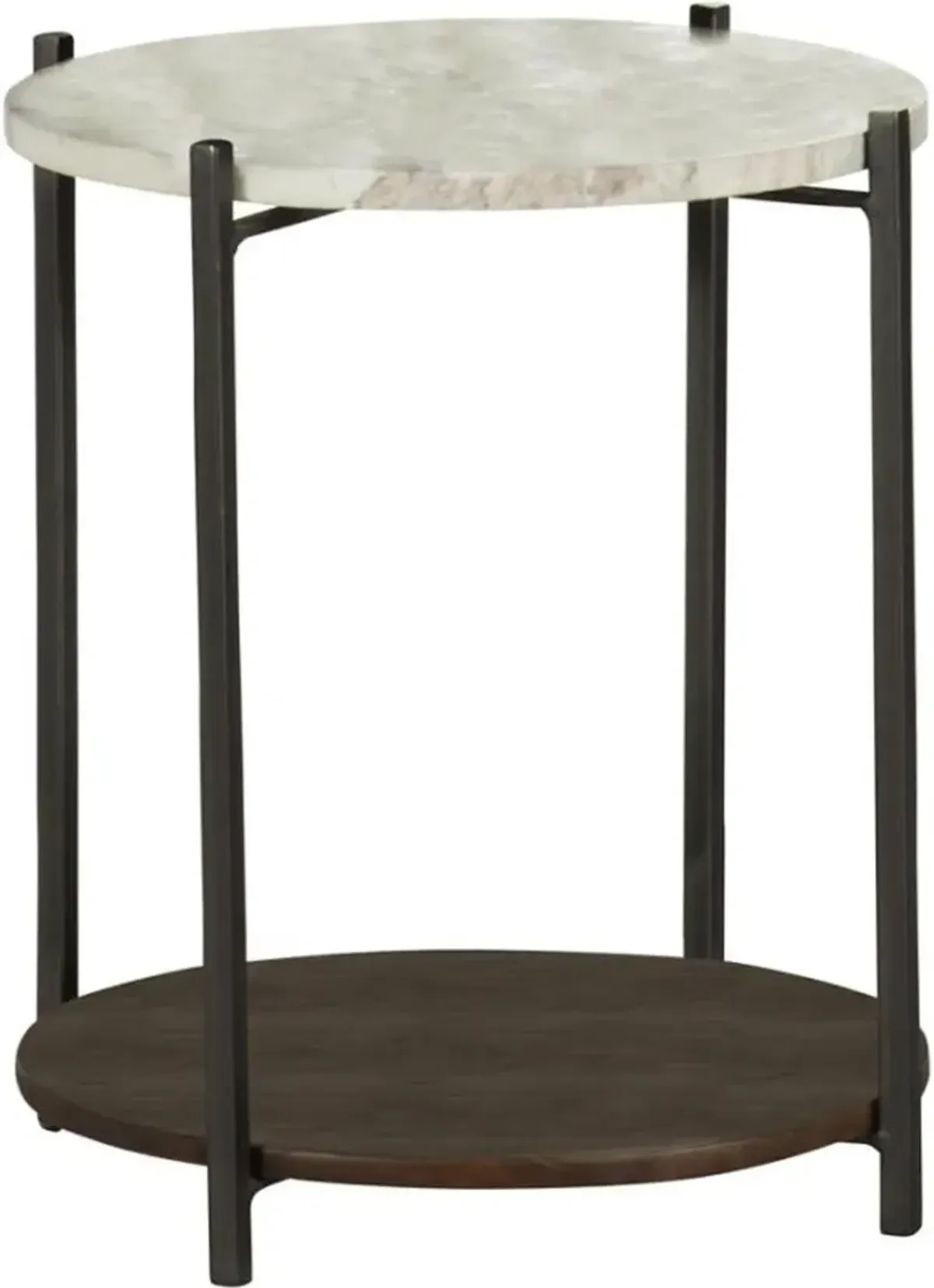 Coaster® Noemie White Accent Table with Brown Shelve and Gunmetal Metal Frame 