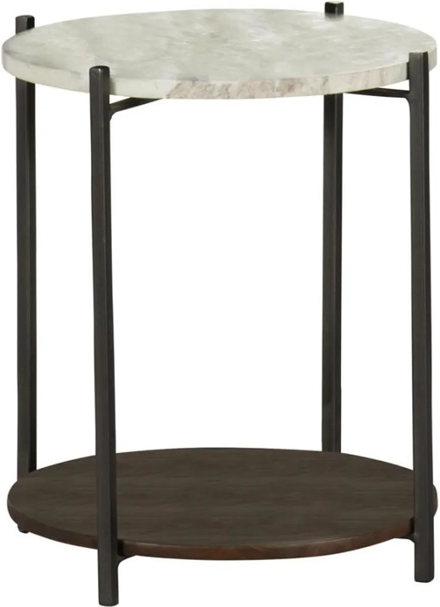 Coaster® Noemie White Accent Table with Brown Shelve and Gunmetal Metal Frame 